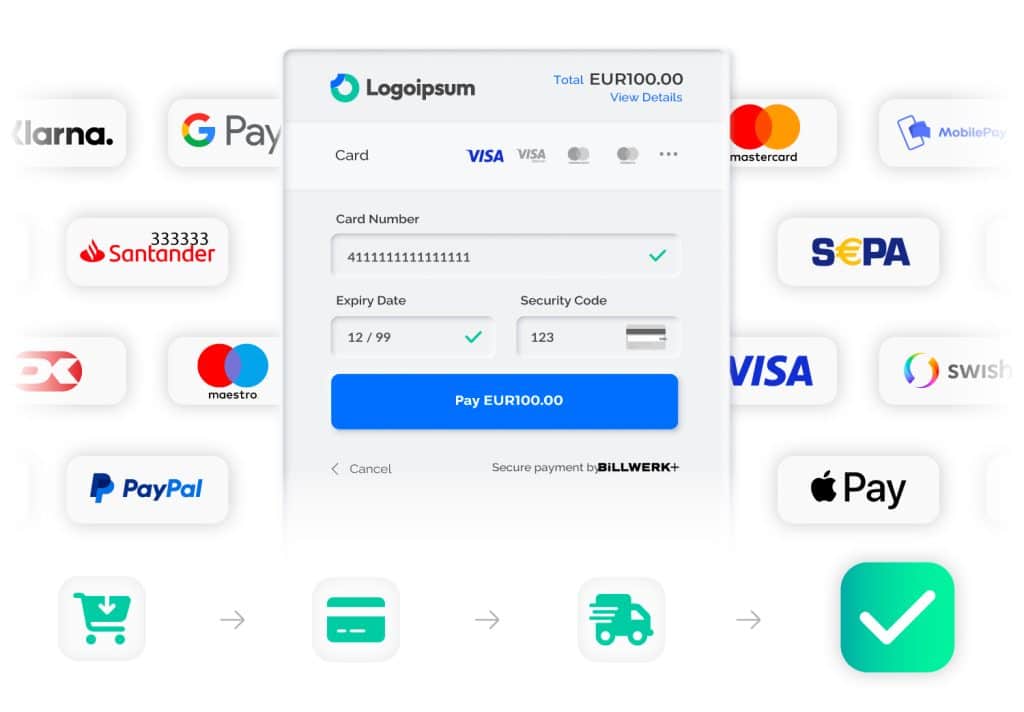 Payment methods available in Billwerk+. Presenting more than 50+