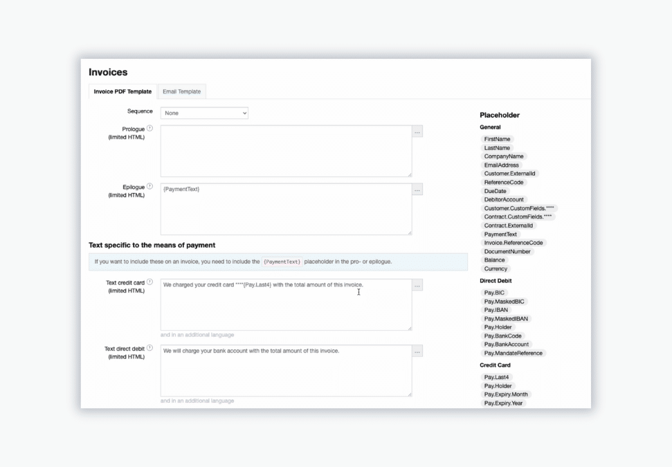 Billwerk+ Transform Screenshot of the invoices overview