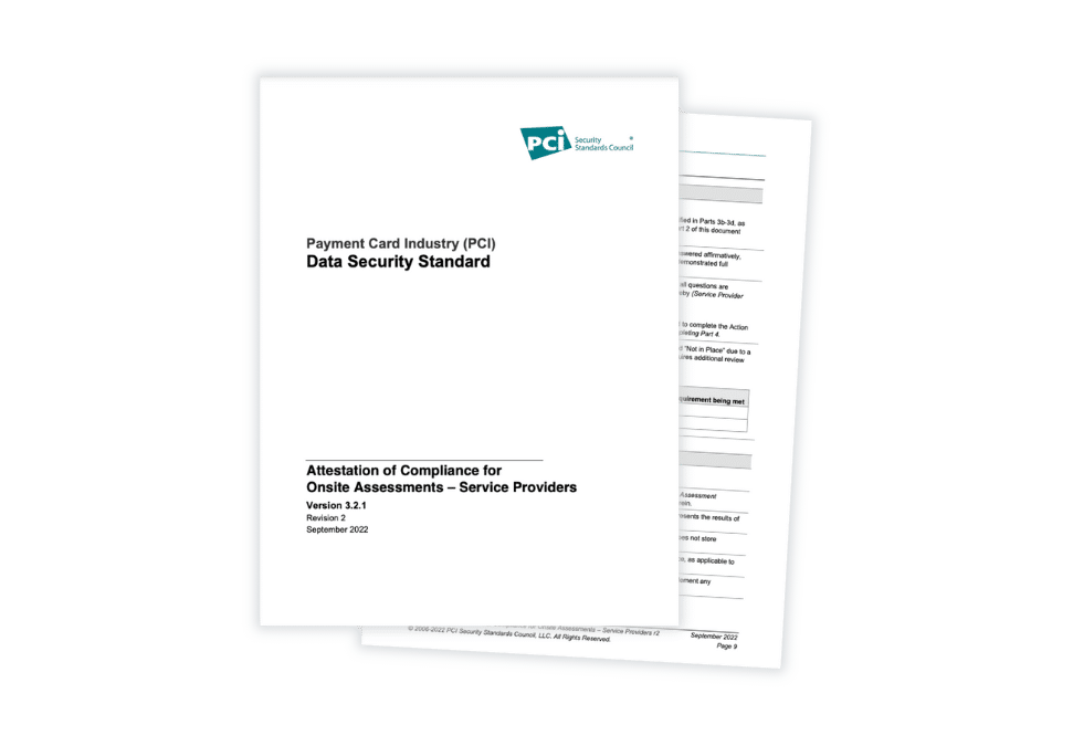 Billwerk+ Optimize & Pay screenshot of Payment card industry (PCI) data security standard document (AOC)