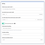 Billwerk+ Optimize billing overview with different options such as billing frequency, date, prorating, etc.